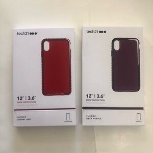 Tech21 EvoRox FlexShock Cherry Red and Deep Purple iPhone XS Max Cases